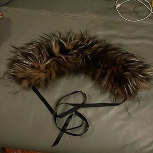 NEW Adrienne landau fox fur velvet neck scarf $395 retail rare!